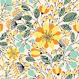 Seamless Pattern with Yellow and Pink Floral Bouquets. Can Be Used for Desktop Wallpaper or Frame F-Maria_Galybina-Art Print