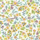 Seamless Pattern with Yellow and Pink Floral Bouquets. Can Be Used for Desktop Wallpaper or Frame F-Maria_Galybina-Art Print