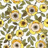 Seamless Pattern with Yellow and Pink Floral Bouquets. Can Be Used for Desktop Wallpaper or Frame F-Maria_Galybina-Art Print