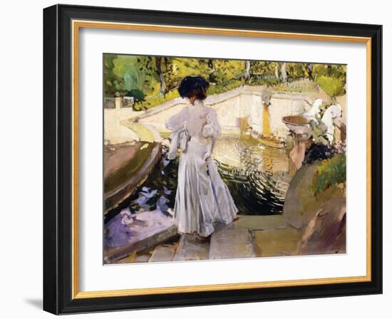 Maria Looking at the Fishes, Granja, 1907-Joaquín Sorolla y Bastida-Framed Giclee Print