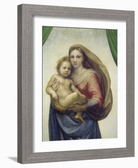 Maria Mit Dem Kind, Sixtinische Madonna, Detail-Raffael-Framed Giclee Print