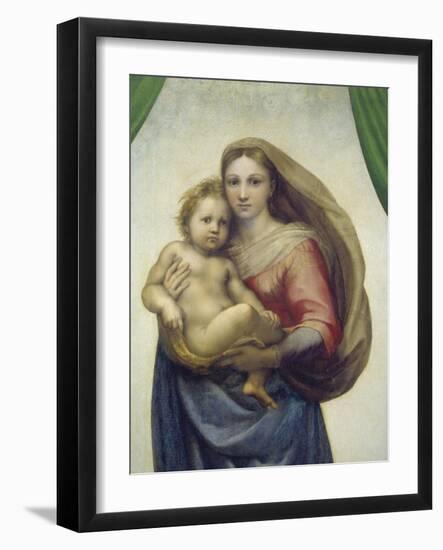 Maria Mit Dem Kind, Sixtinische Madonna, Detail-Raffael-Framed Giclee Print