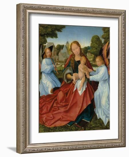 Maria mit Kind und zwei Engeln in einer Landschaft-Jan Provost-Framed Giclee Print