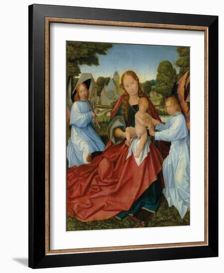 Maria mit Kind und zwei Engeln in einer Landschaft-Jan Provost-Framed Giclee Print