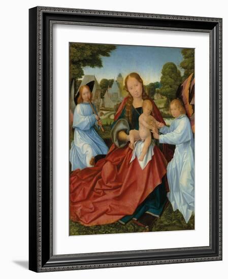 Maria mit Kind und zwei Engeln in einer Landschaft-Jan Provost-Framed Giclee Print