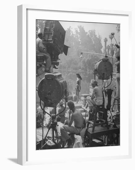 Maria Montez Being Filmed for a New Movie Being Produced-Walter Sanders-Framed Premium Photographic Print