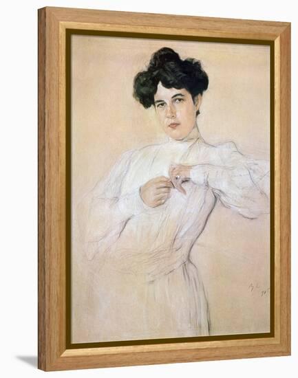 Maria Pavlovna Botkina, 1905 (Pencil, Chalk, Sanguine on Paper)-Valentin Aleksandrovich Serov-Framed Premier Image Canvas