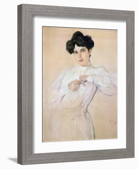 Maria Pavlovna Botkina, 1905 (Pencil, Chalk, Sanguine on Paper)-Valentin Aleksandrovich Serov-Framed Giclee Print