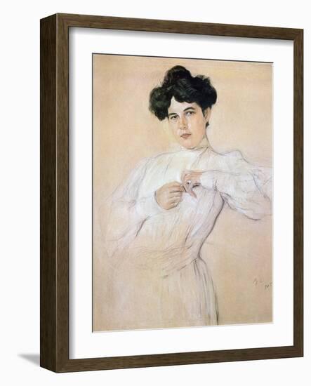 Maria Pavlovna Botkina, 1905 (Pencil, Chalk, Sanguine on Paper)-Valentin Aleksandrovich Serov-Framed Giclee Print