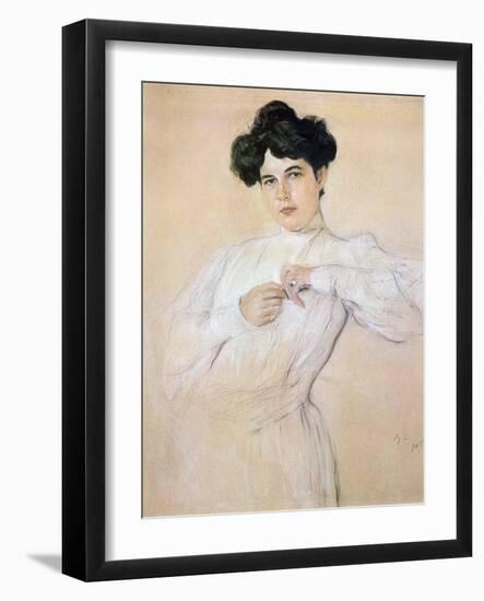 Maria Pavlovna Botkina, 1905 (Pencil, Chalk, Sanguine on Paper)-Valentin Aleksandrovich Serov-Framed Giclee Print