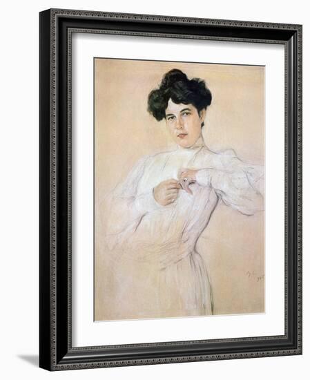 Maria Pavlovna Botkina, 1905 (Pencil, Chalk, Sanguine on Paper)-Valentin Aleksandrovich Serov-Framed Giclee Print