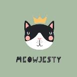 Meowjesty - Illustration of a Cute Funny Cat Face in a Crown-Maria Skrigan-Stretched Canvas