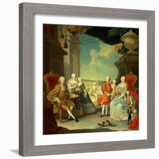 Maria Theresa and Her Husband at the Staircase Leading from the Great Hall of Schloss Schonbrunn-Martin van Meytens-Framed Giclee Print