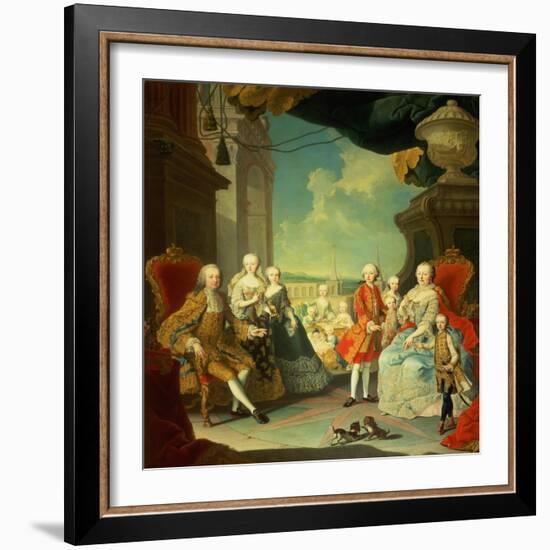 Maria Theresa and Her Husband at the Staircase Leading from the Great Hall of Schloss Schonbrunn-Martin van Meytens-Framed Giclee Print