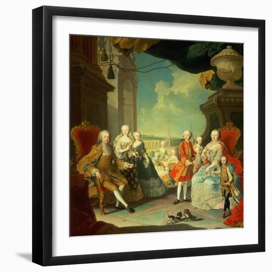 Maria Theresa and Her Husband at the Staircase Leading from the Great Hall of Schloss Schonbrunn-Martin van Meytens-Framed Giclee Print