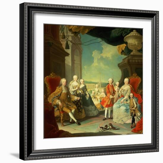 Maria Theresa and Her Husband at the Staircase Leading from the Great Hall of Schloss Schonbrunn-Martin van Meytens-Framed Giclee Print