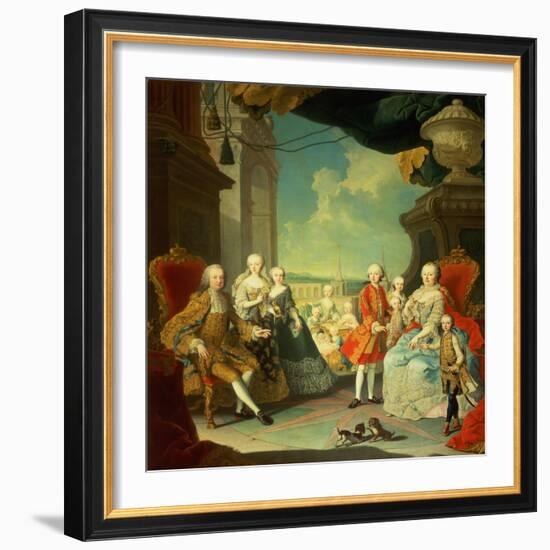 Maria Theresa and Her Husband at the Staircase Leading from the Great Hall of Schloss Schonbrunn-Martin van Meytens-Framed Giclee Print
