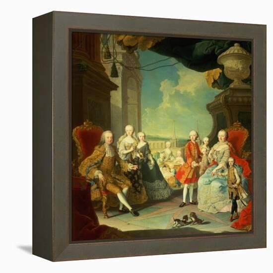 Maria Theresa and Her Husband at the Staircase Leading from the Great Hall of Schloss Schonbrunn-Martin van Meytens-Framed Premier Image Canvas