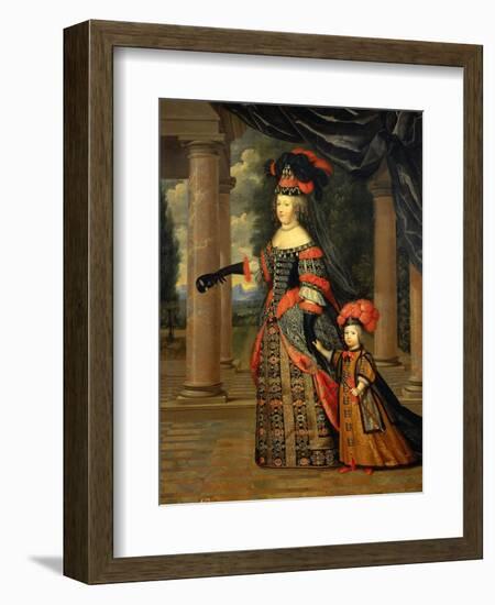 Maria Theresa of Austria, Queen of France, with the Dauphin-Pierre Mignard-Framed Giclee Print