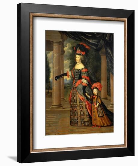 Maria Theresa of Austria, Queen of France, with the Dauphin-Pierre Mignard-Framed Giclee Print