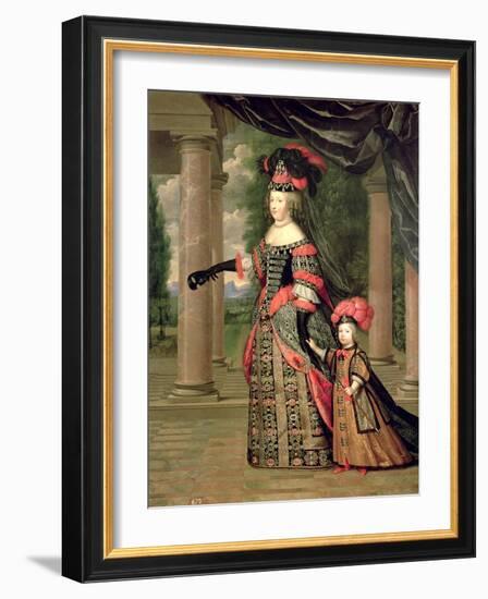 Maria Theresa Wife of Louis XIV, with Her Son the Dauphin Louis of France after 1661-Pierre Mignard-Framed Giclee Print