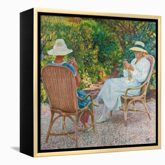 Maria und Elisabeth van Rysselberghe beim Stricken im Garten. Um 1912-Theo van Rysselberghe-Framed Premier Image Canvas