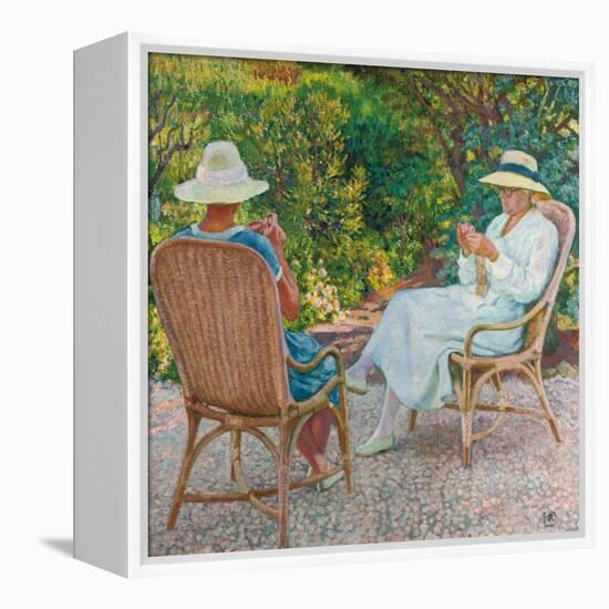 Maria und Elisabeth van Rysselberghe beim Stricken im Garten. Um 1912-Theo van Rysselberghe-Framed Premier Image Canvas