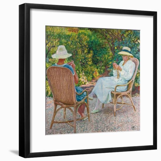 Maria und Elisabeth van Rysselberghe beim Stricken im Garten. Um 1912-Theo van Rysselberghe-Framed Giclee Print
