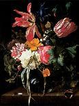 Still Life with a Swag of Fruits and Flowers Tied with a Blue Ribbon-Maria Van Oosterwyck-Framed Premier Image Canvas