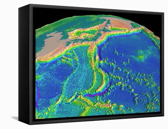 Mariana Trench Sea Floor Topography-us Geological Survey-Framed Premier Image Canvas