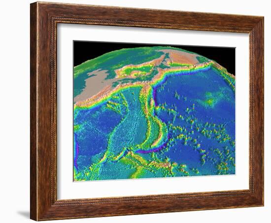 Mariana Trench Sea Floor Topography-us Geological Survey-Framed Photographic Print