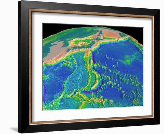 Mariana Trench Sea Floor Topography-us Geological Survey-Framed Photographic Print