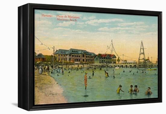 Marianao Bathing Beach, Havana, Cuba, C1910-null-Framed Premier Image Canvas