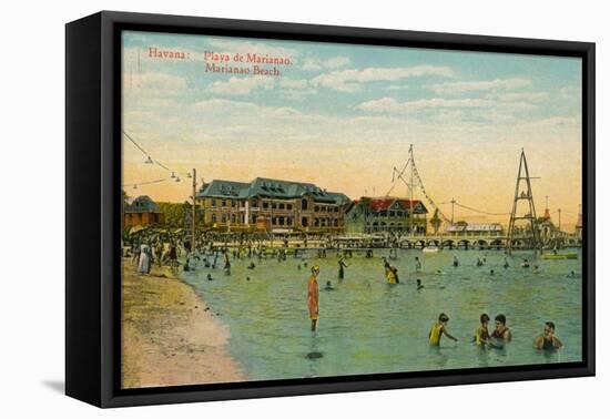 Marianao Bathing Beach, Havana, Cuba, C1910-null-Framed Premier Image Canvas