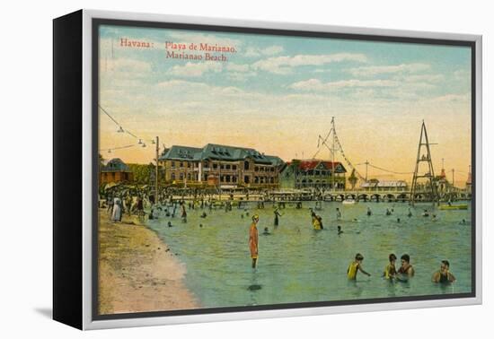 Marianao Bathing Beach, Havana, Cuba, C1910-null-Framed Premier Image Canvas