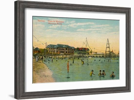 Marianao Bathing Beach, Havana, Cuba, C1910-null-Framed Giclee Print