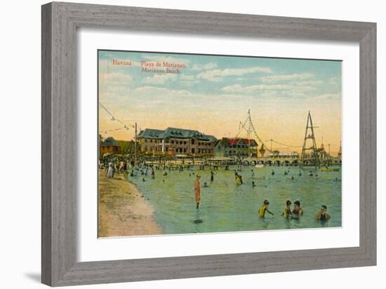 Marianao Bathing Beach, Havana, Cuba, C1910-null-Framed Giclee Print