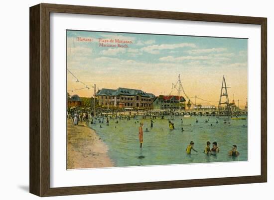 Marianao Bathing Beach, Havana, Cuba, C1910-null-Framed Giclee Print