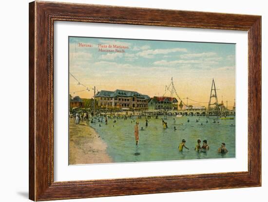 Marianao Bathing Beach, Havana, Cuba, C1910-null-Framed Giclee Print