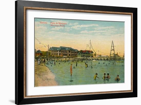 Marianao Bathing Beach, Havana, Cuba, C1910-null-Framed Giclee Print