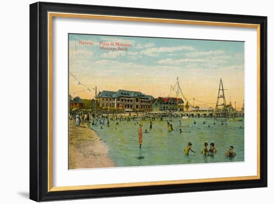 Marianao Bathing Beach, Havana, Cuba, C1910-null-Framed Giclee Print