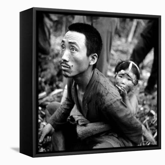 Marianas Island Father with Child After Capture by Americans During Battle Between US and Japanese-W^ Eugene Smith-Framed Premier Image Canvas