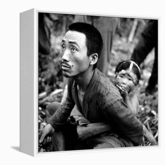 Marianas Island Father with Child After Capture by Americans During Battle Between US and Japanese-W^ Eugene Smith-Framed Premier Image Canvas