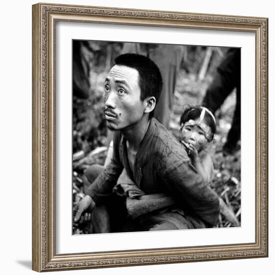 Marianas Island Father with Child After Capture by Americans During Battle Between US and Japanese-W^ Eugene Smith-Framed Photographic Print