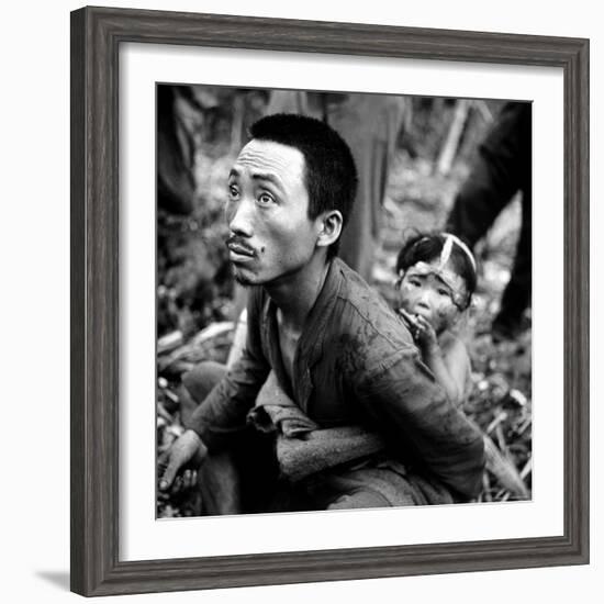 Marianas Island Father with Child After Capture by Americans During Battle Between US and Japanese-W^ Eugene Smith-Framed Photographic Print