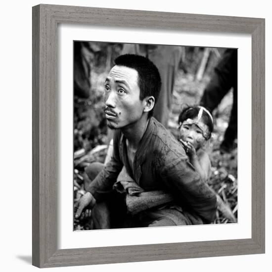 Marianas Island Father with Child After Capture by Americans During Battle Between US and Japanese-W^ Eugene Smith-Framed Photographic Print