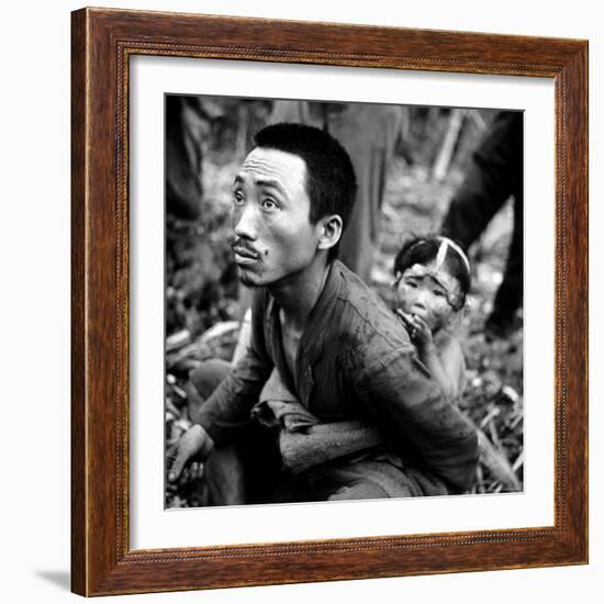 Marianas Island Father with Child After Capture by Americans During Battle Between US and Japanese-W^ Eugene Smith-Framed Photographic Print