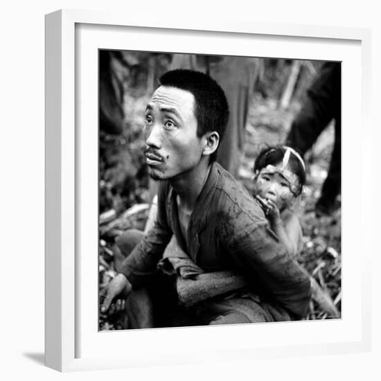 Marianas Island Father with Child After Capture by Americans During Battle Between US and Japanese-W^ Eugene Smith-Framed Photographic Print