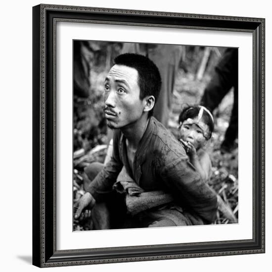 Marianas Island Father with Child After Capture by Americans During Battle Between US and Japanese-W^ Eugene Smith-Framed Photographic Print