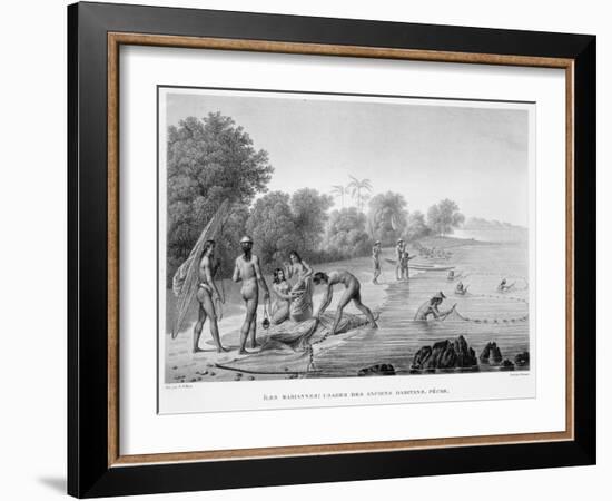 Marianas Islands: Fishing Practices of the Ancient Inhabitants Book Illustration-null-Framed Giclee Print